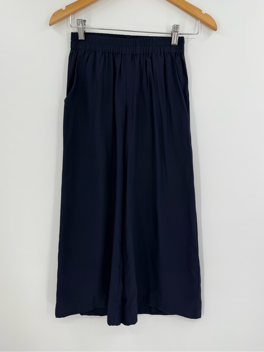 Amour Vert Silk Wide Leg Pant | Navy | XS